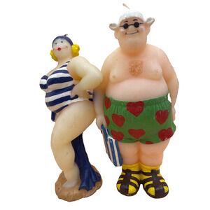 Vintage Boston Warehouse Candle Curvy Beach Party SunBathers- Set of 4,Pre-owned